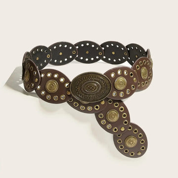 vintage brass belt rivets | ethnic round cake stitching | decorative belt hardware | energy saving