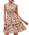 backless summer dress | boho printed halter dress | ruffle trim beach dress | ultrasonic cleaning