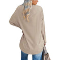 Solid Color Loose Drop Shoulder Sleeve V Neck Long Sleeve Blouse Meifu Market