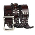 mens punk style leather belt | heavy duty belt for daily wear | adjustable belt with metal rivets | energy saving