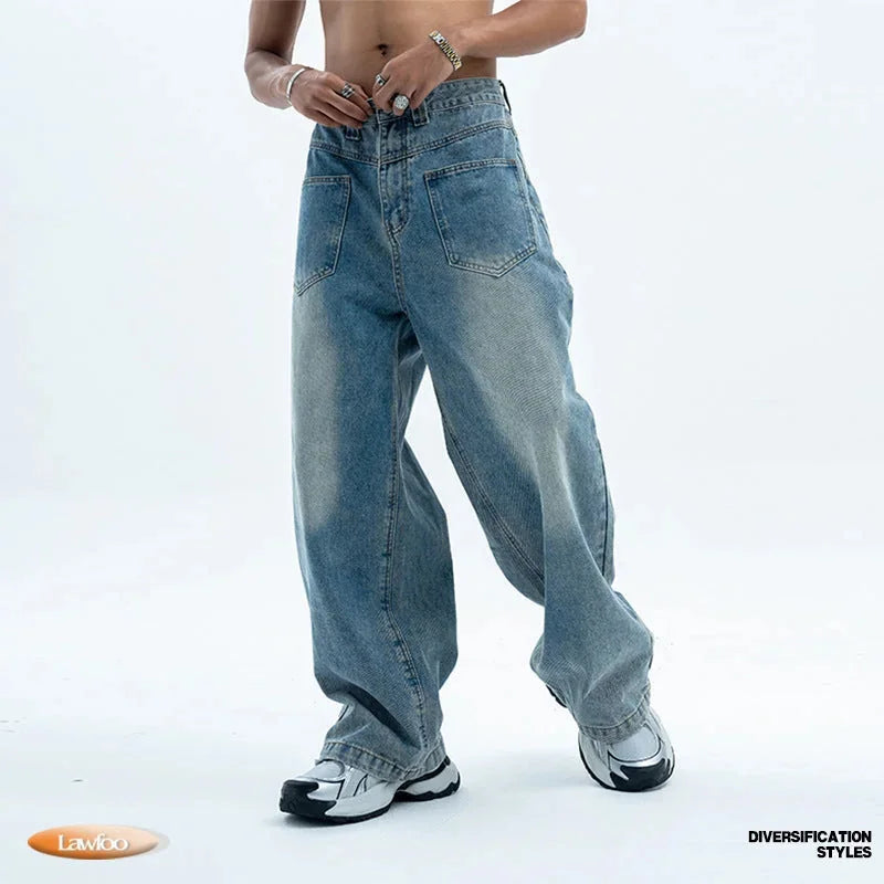 high-waisted loose fit jeans | 100 cotton denim material | wide leg trousers for women | energy saving