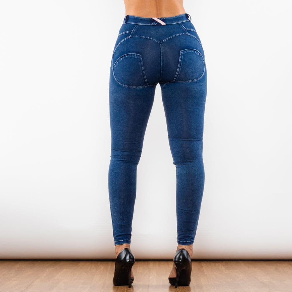 Shascullfites Melody Blue Washed Ripped Middle Waist Ripped Blue Lifting Jegging Meifu Market