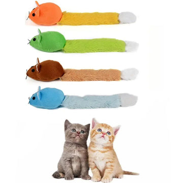 Cat Wand Toy - Feather Teaser with Mouse Interactive Play Stick
