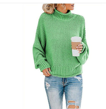 Solid Turtleneck Pullover Sweater Winter Fashion Casual Knitted Long-Sleeved Top Women's Clothing Meifu Market