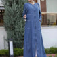 long sleeve denim dress | arabic style dress | zipper stitching details | energy saving
