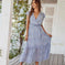 ruffle cap sleeve dress | v-neck wrap belt dress | boho floral maxi dress | ultrasonic cleaning