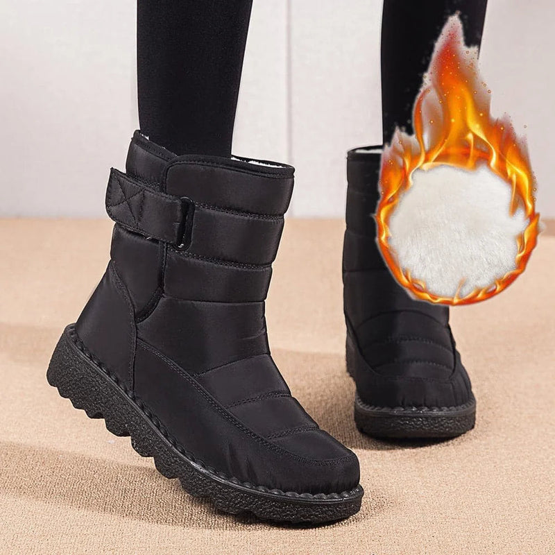 waterproof snow boots | warm plush lining | low heel ankle boots | energy saving