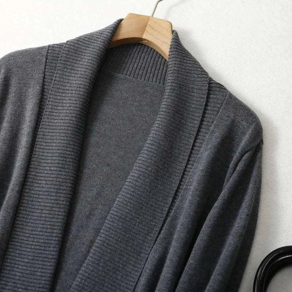soft cashmere blend cardigan | loose fit long sleeve coat | lightweight knitted sweater | ultrasonic cleaning