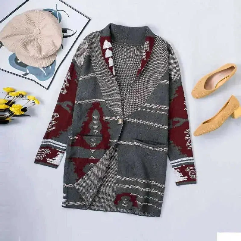 long cashmere cardigan | printed button cardigan | knitted top for women | energy saving