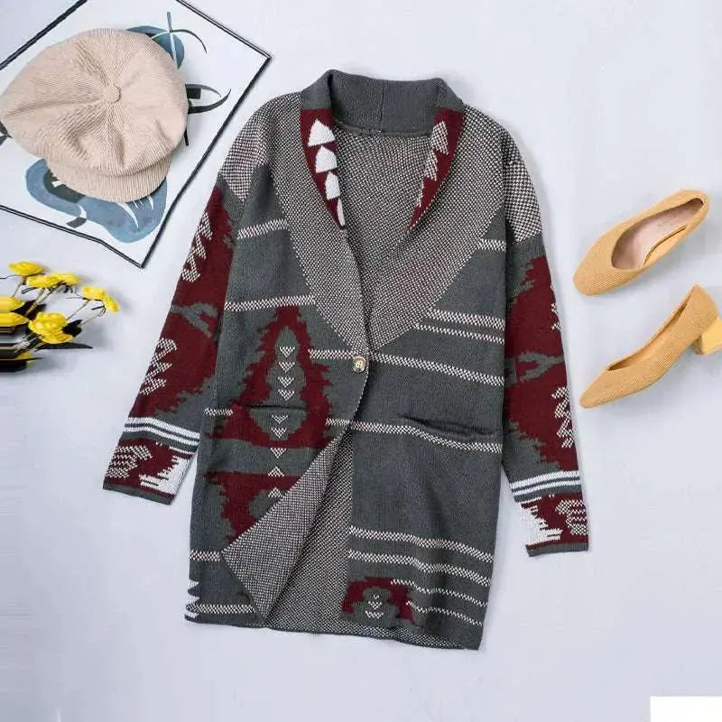 long cashmere cardigan | printed button cardigan | knitted top for women | energy saving