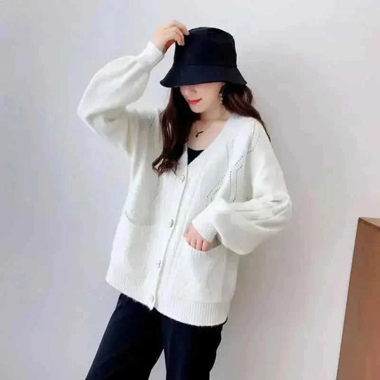 Cashmere jacket vintage knitted sweater cardigan - Meifu Market