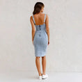 stretch denim fabric | u-neck suspender dress | summer casual dress | ultrasonic cleaning