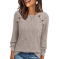 Women's Long Sleeve Top - Round Neck Brushed Stripe Pullover Sweater Meifu Market