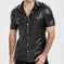 European And American-style Summer Casual Mens Patent Leather Tight-fitting Short-sleeve Top M - scale comparison view
