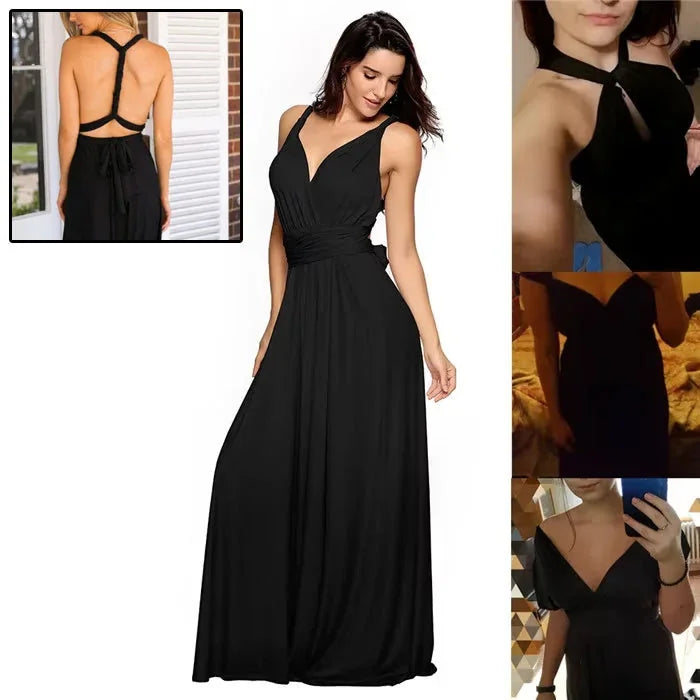 backless maxi dress | floor-length bandage dress | multiway convertible dress | energy saving