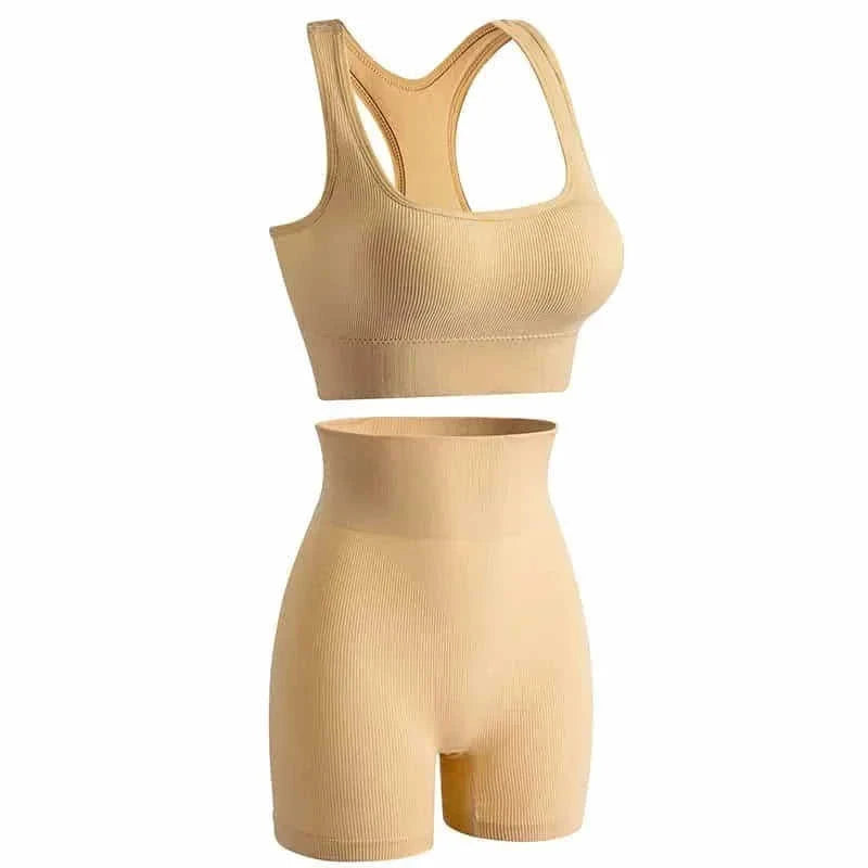 wireless sports bra and shorts set | moisture-wicking fabric | high-impact support bra | energy saving