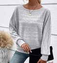 Solid Striped Batwing Sleeves T-shirt Fashion Casual Pullover Round Neck Long Sleeve Top Spring And Autumn Women's Clothing Meifu Market