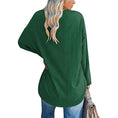 Solid Color Loose Drop Shoulder Sleeve V Neck Long Sleeve Blouse Meifu Market