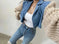 patchwork denim jacket | wool blend coat | long sleeve outerwear | ultrasonic cleaning