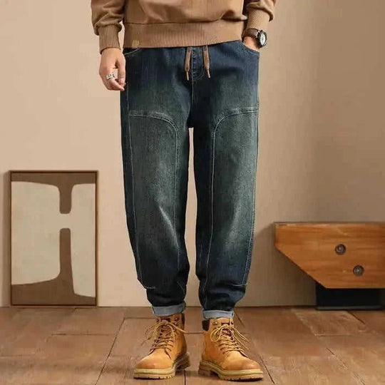 stretchable denim jeans | relaxed fit mens jeans | loose fit elastic waist jeans | ultrasonic cleaning