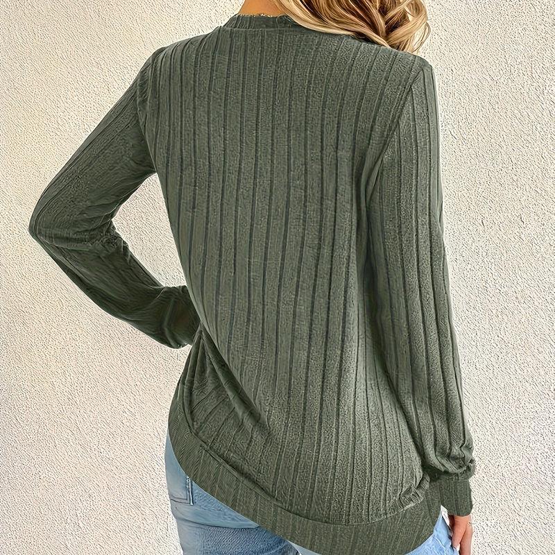 Women's Long Sleeve Blouses Shirts With Ribbed Knit Work Office Basic Tops Meifu Market