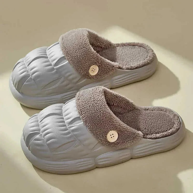 removable fuzzy slippers | waterproof house shoes | non-slip indoor footwear | energy saving
