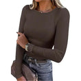 3 Pack Women's Long Sleeve Shirts, Crew Neck Ribbed Tops Slim Fit Casual Knit Tees Stretch Basic T Shirts Meifu Market