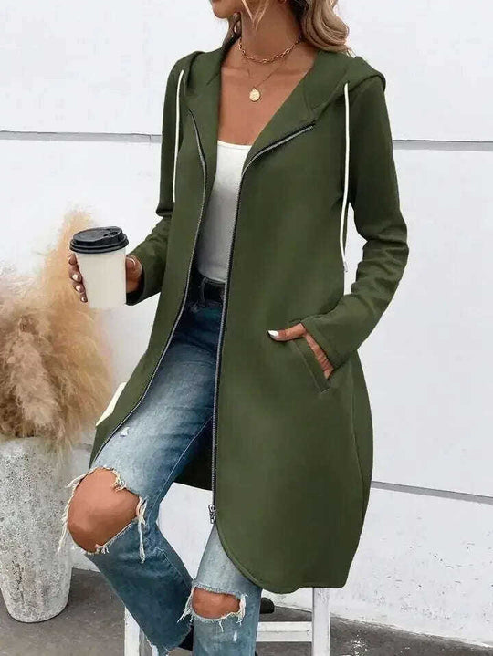 Personality Street Zip Hooded Long Velvet Lining Sweatshirt Meifu Market
