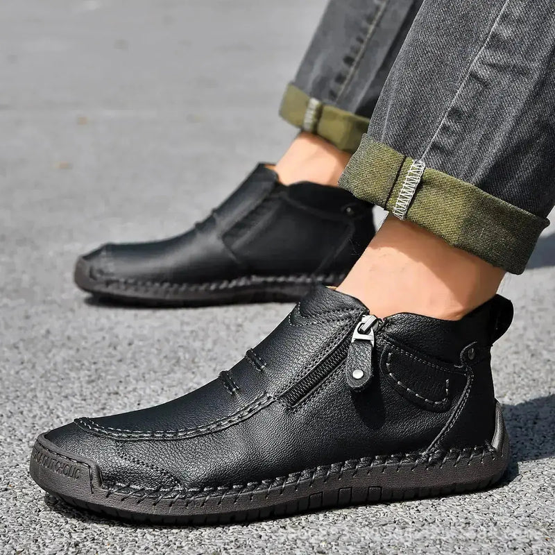 Men's Flats Ankle Boots Fashion Casual Side-zipper Boot Temperament Commuter Shoes Meifu Market