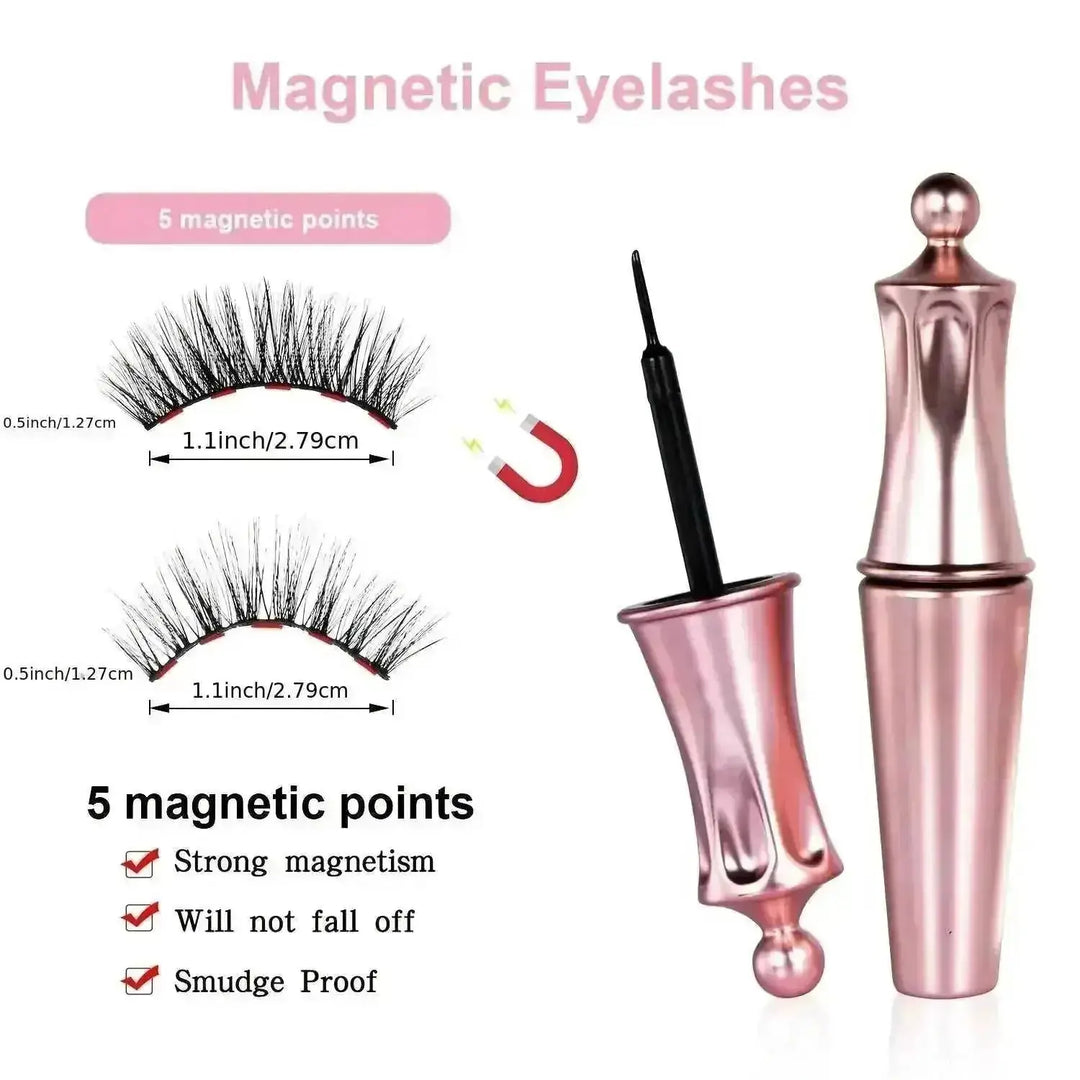 5 Pairs Luxurious Magnetic Eyelashes & Eyeliner Kit - Reusable 3D False Lashes with Hassle-Free, Glueless Application -...