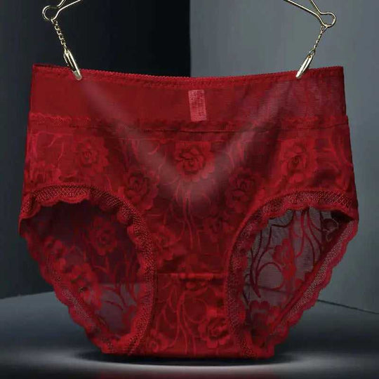 High Waist Hollow-out Lace Sexy Ladies Panties Breathable Traceless Sheath Cotton Stall Meifu Market