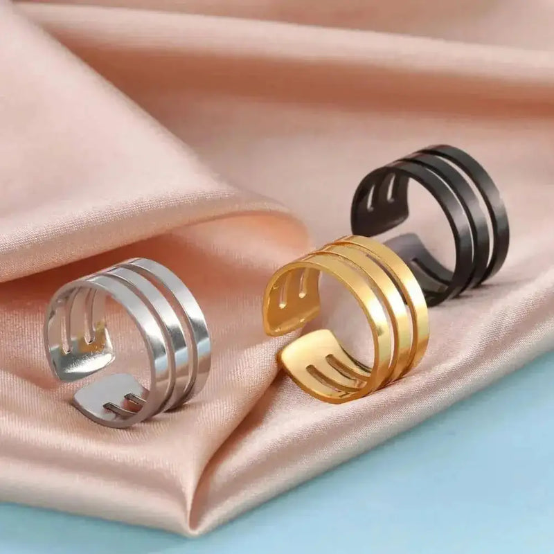 stainless steel adjustable ring | unisex geometric ring | titanium steel minimalist ring | ultrasonic cleaning