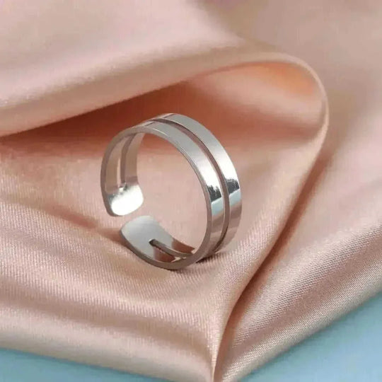 stainless steel adjustable ring | unisex geometric ring | titanium steel minimalist ring | energy saving
