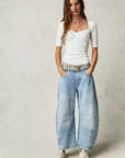 European And American Fashion Casual Women's Loose Wide-leg Pants Low Waist Washed Old 