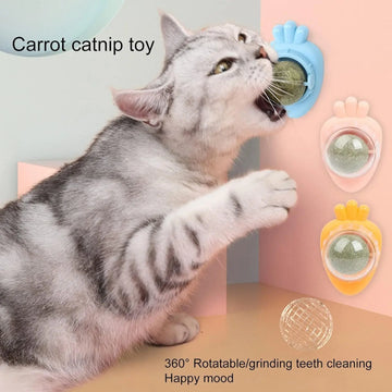 Catnip Wall Toy - Carrot Shape Self-Adhesive Cat Teeth Cleaning Ball