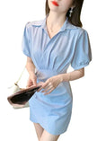 stretchable polyester fabric | slim fit skirt shirt | office to evening wear | energy saving