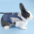durable canvas rabbit harness | plaid denim pet leash | small animal traction rope | energy saving
