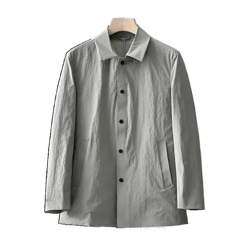 lightweight trench coat men | sun protection coat men | mid-length mens coat | ultrasonic cleaning