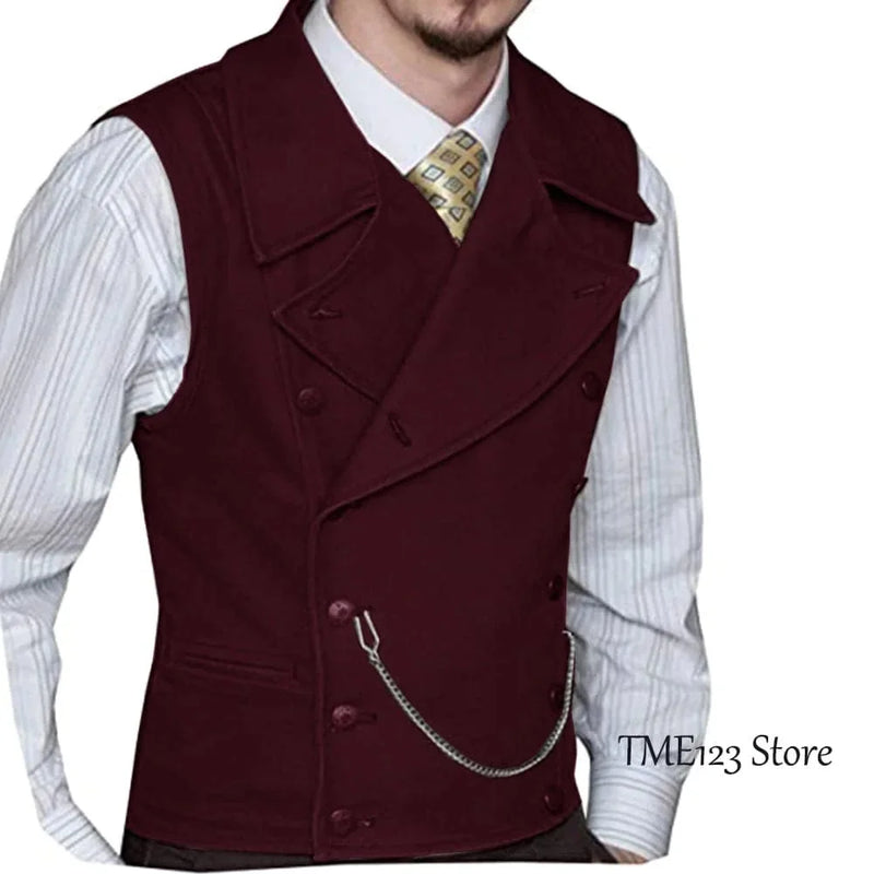victorian double-breasted vest | woolen suit vest for men | three-piece suit accessory | energy saving