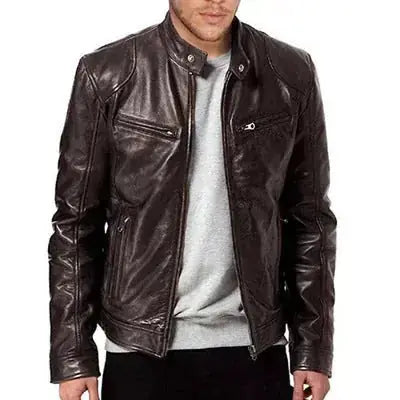 men pu leather jacket | slim fit leather jacket | fashionable mens outerwear | ultrasonic cleaning