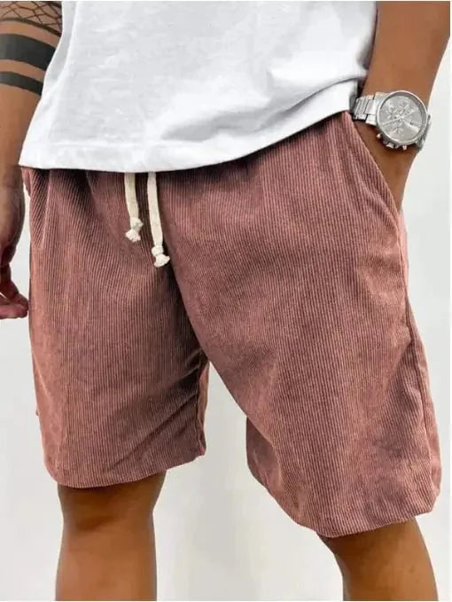 heavyweight corduroy shorts | mens drawstring waist shorts | casual cargo pocket shorts | ultrasonic cleaning