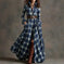 French Retro Plaid Dress - Plus Size Belted Waist Irregular Hem Dress Meifu Market