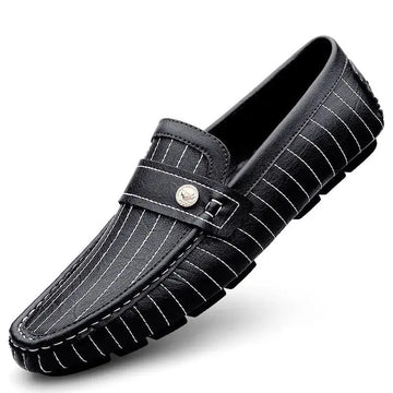 Breathable British Style Black Men's Casual Leather Shoes