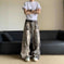 d digital camouflage print | durable cotton denim fabric | elastic waistband trousers | energy saving