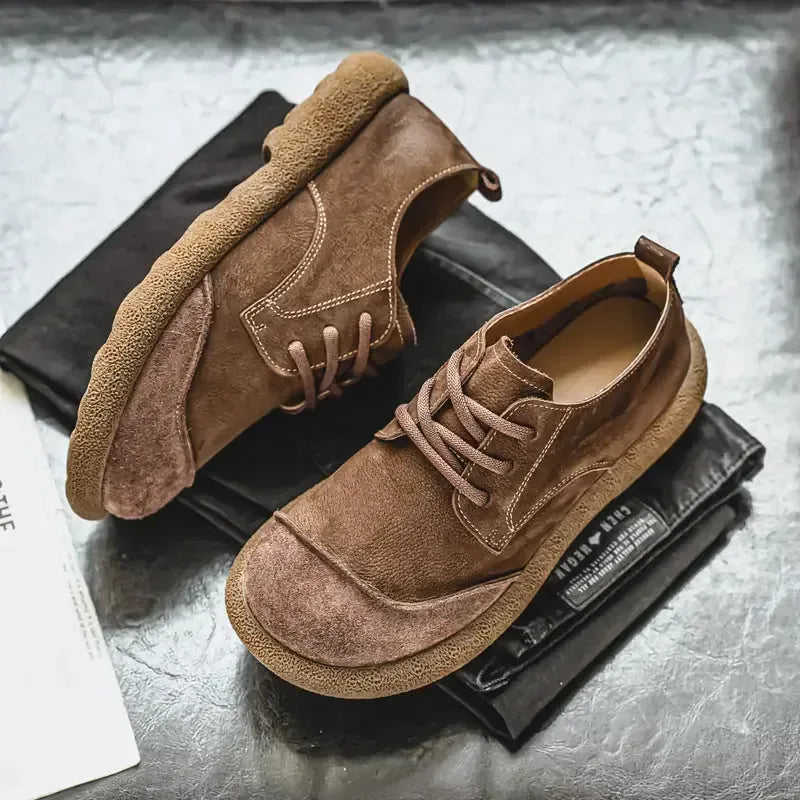 Casual Lace Up All Inclusive Birkenstock Men's Versatile Vintage Casual Leather Shoes - Meifu Market