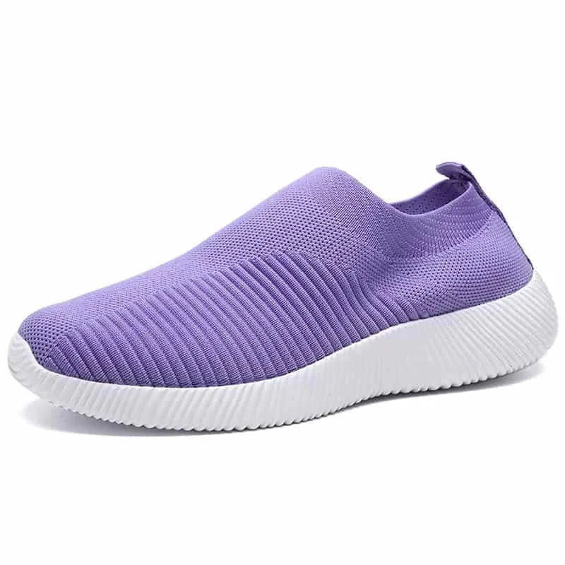 stretch mesh slip-on shoes | breathable knit flats | soft sole walking shoes | energy saving