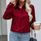 Solid Color Casual Loose Long Sleeve Shirt Dark Button Chiffon Shirt Meifu Market