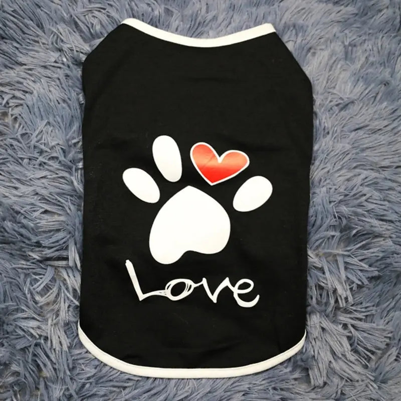 Pet Dog Printed Love Short Sleeve Top Meifu Market