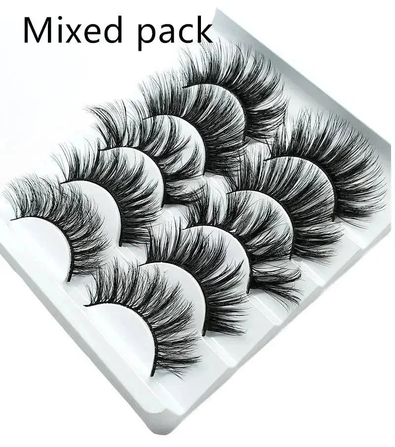 soft cotton stalk lashes | 3d mink effect eyelashes | five pairs multipack | ultrasonic cleaning