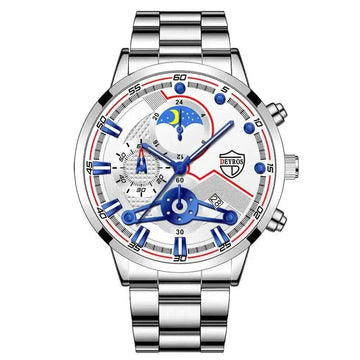Men’s Business Calendar Watch – Stainless Steel Waterproof Quartz Wristwatch with Date Display, 6 Styles